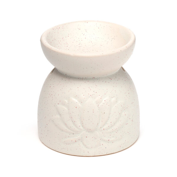 OB409_003 Ceramic Oil & Wax Burner - Eden Stone Effect Embossed Lotus