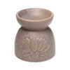 OB409_005 Ceramic Oil & Wax Burner - Eden Stone Effect Embossed Lotus