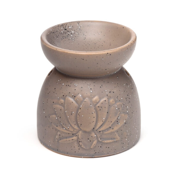 OB409_005 Ceramic Oil & Wax Burner - Eden Stone Effect Embossed Lotus