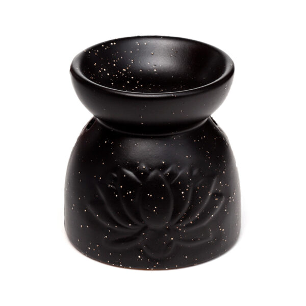 OB409_006 Ceramic Oil & Wax Burner - Eden Stone Effect Embossed Lotus