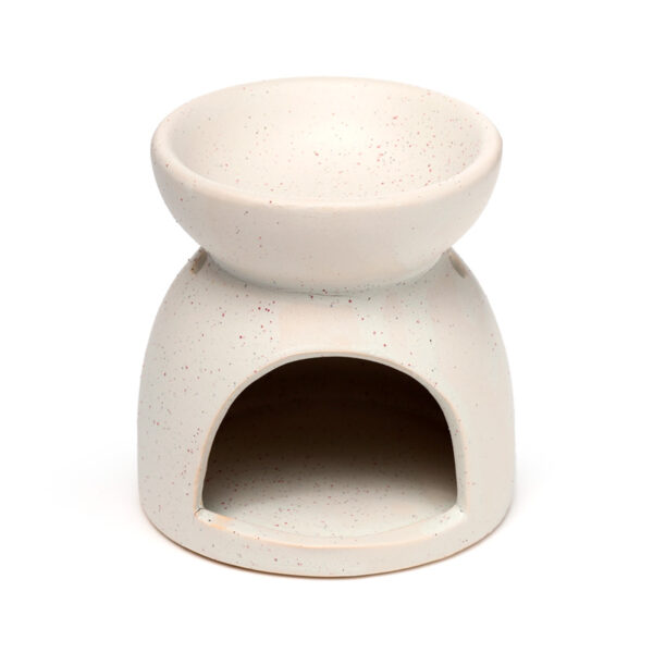 OB409_008 Ceramic Oil & Wax Burner - Eden Stone Effect Embossed Lotus