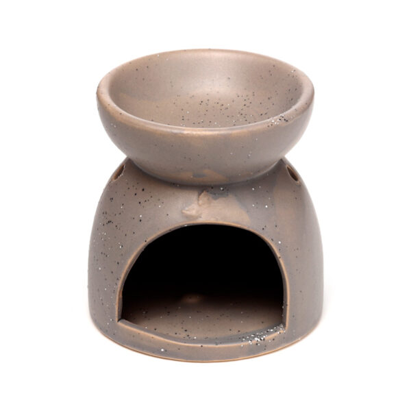 OB409_010 Ceramic Oil & Wax Burner - Eden Stone Effect Embossed Lotus