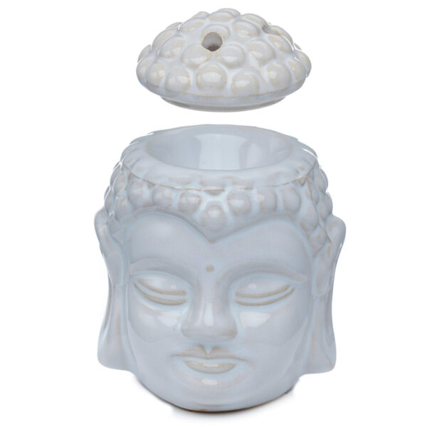 OB193_005 Ceramic Buddha Head Design Crackle Glazed Oil Burner