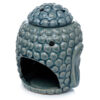 OB193_007 Ceramic Buddha Head Design Crackle Glazed Oil Burner