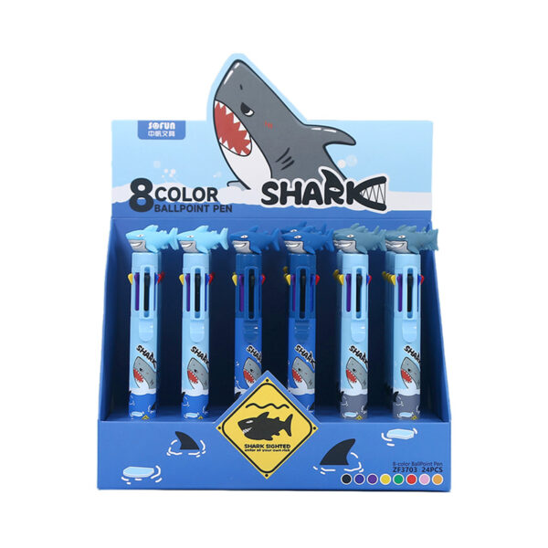 PEN298_001 Multi Colour Pen (8 Colours) - Shark