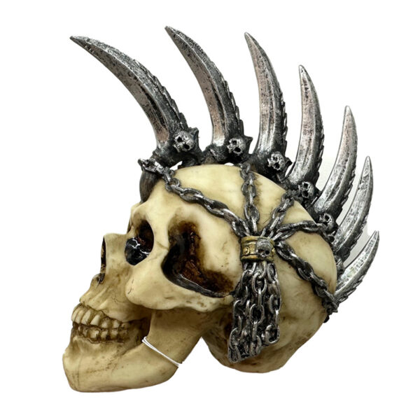 SK398_001 Decorative Ornament - Punk Skull with Chains & Blades Mohican