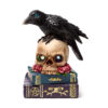 Decorative LED Ornament - Crow on Skull & Books