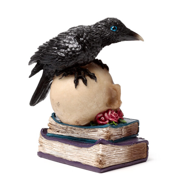 Decorative LED Ornament - Crow on Skull & Books