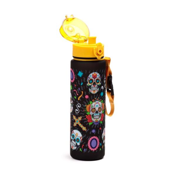 BOT358_002_1747407301 Shatterproof Pop Top Water Bottle 600ml - Day of the Dead