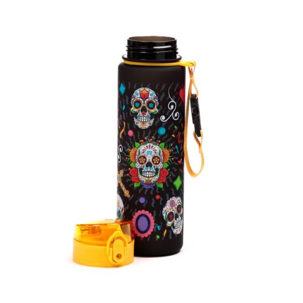 BOT358_003_1747407301 Shatterproof Pop Top Water Bottle 600ml - Day of the Dead