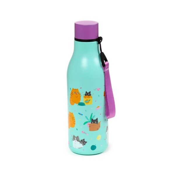 BOT363_001_1750080074 Reusable Insulated Drinks Bottle 500ml - Beans & Co Cats