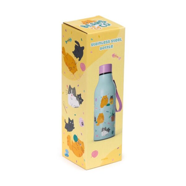 BOT363_002_1750080074 Reusable Insulated Drinks Bottle 500ml - Beans & Co Cats