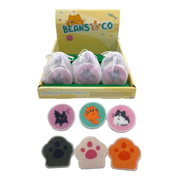 CPAD02_001_1747658630 Reusable Cleansing Pads Set of 6 - Beans & Co Cats