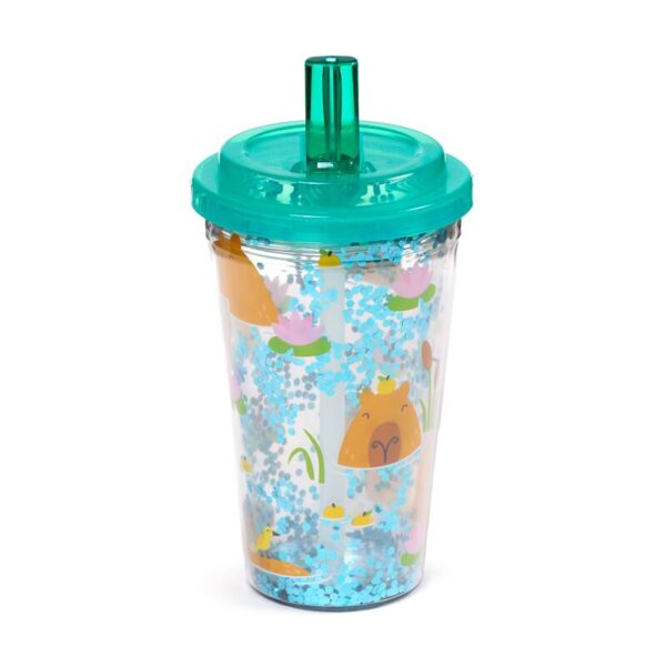 CUP81_001_1750155794 Double Walled Cup with Lid, Straw & Charms - Capybara