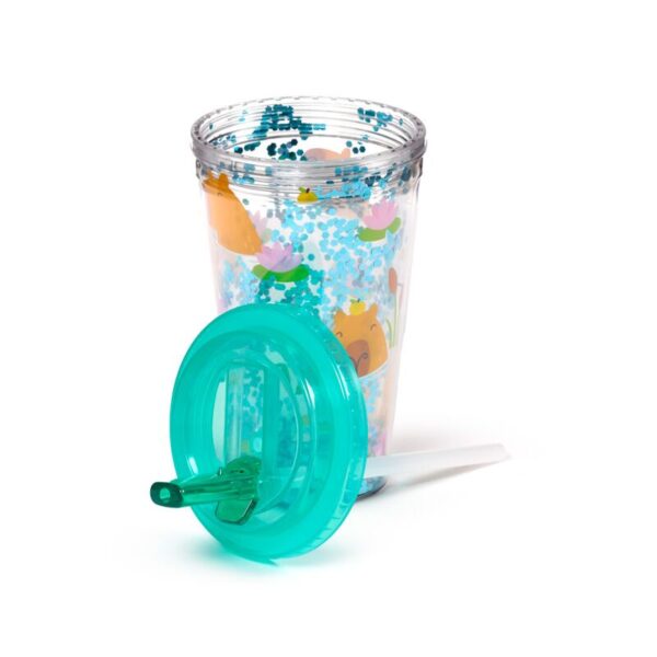 CUP81_003_1750155794 Double Walled Cup with Lid, Straw & Charms - Capybara