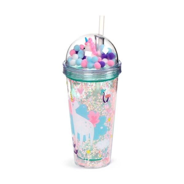 Double Walled Cup with Lid, Straw & Charms - Unicorn Magic