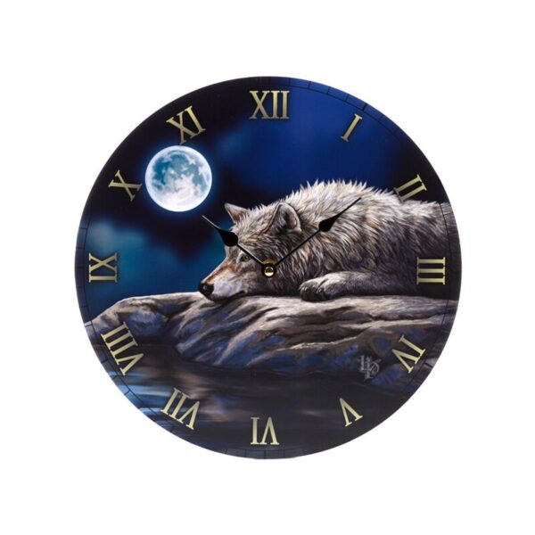 CLCK34_001_1748270238 Wall Clock - Lisa Parker Quiet Reflection Wolf