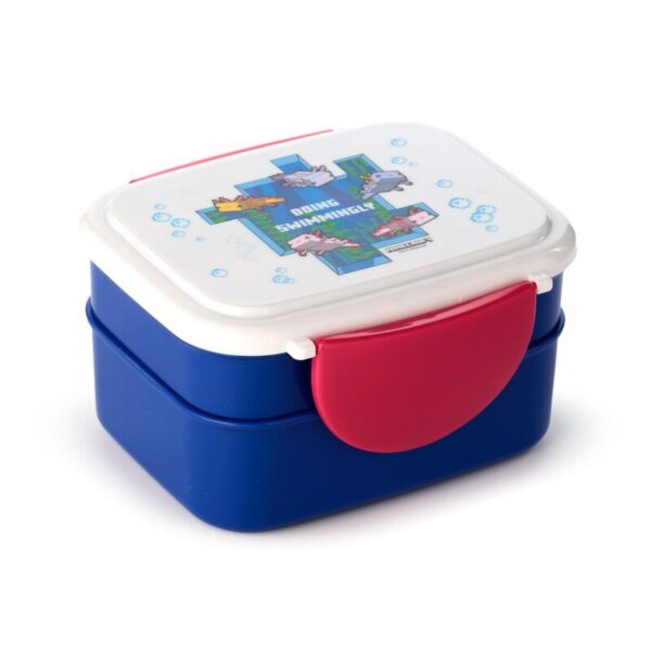 LBOX114_001_1738247951 Bento Clip Lock Lunch Box with Cutlery - Minecraft Axolotl