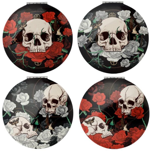 MIRR62_001_1662994074 Compact Mirror - Skulls and Roses