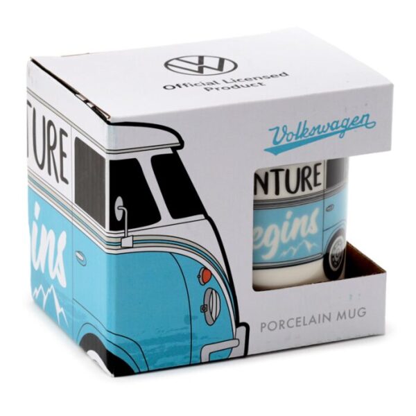 MUG413_002_1698333795 Porcelain Mug - Volkswagen VW T1 Camper Bus Surf Adventure