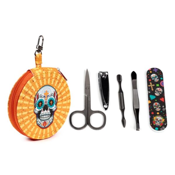 NAIL158_002_1746716953 5 Piece Round Manicure Set - Day of the Dead