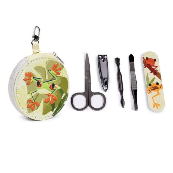 NAIL162_002_1746717014 5 Piece Round Manicure Set - Tropical Frogs