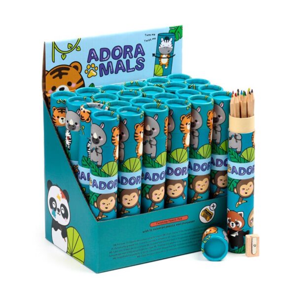 PCASE92_001_1748270414 Large Colouring Pencil Tube & Sharpener - Adoramals Wild
