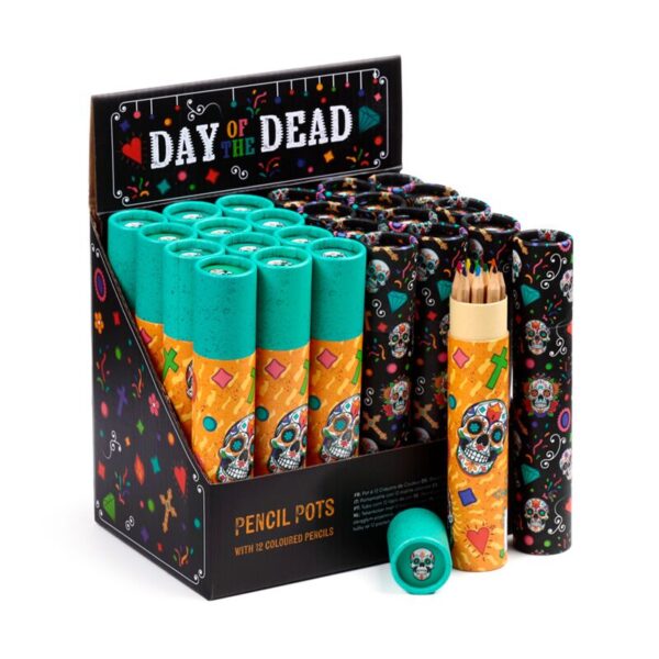 PCASE93_001_1748270438 Large Colouring Pencil Tube & Sharpener - Day of the Dead