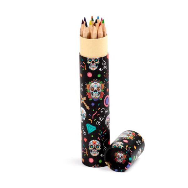 PCASE93_005_1748270438 Large Colouring Pencil Tube & Sharpener - Day of the Dead