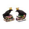 Decorative Ornament - Crow Wearing Crown Standing on Books