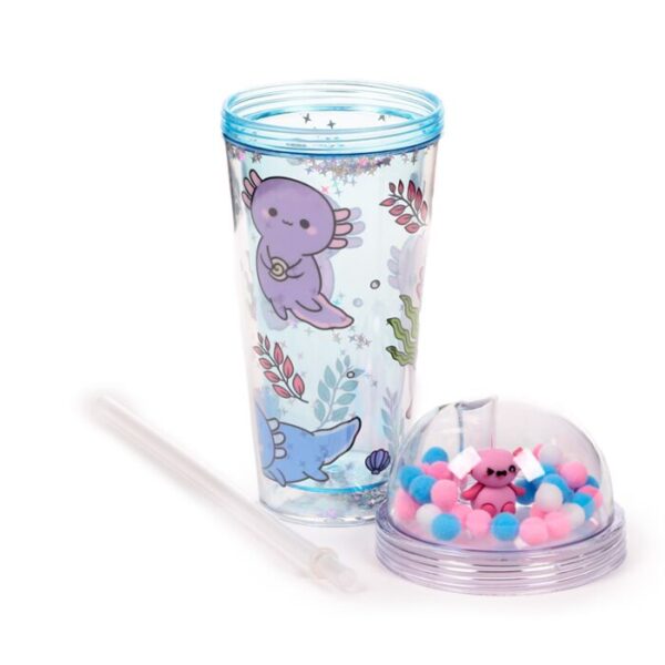 CUP82_006_1754906209 Double Walled Cup with Lid, Straw & Charms - Adoramals Maddie the Axolotl