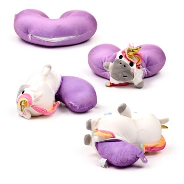 CUSH377_002_1740580910 2-in-1 Swapseazzz Travel Pillow and Plush Toy - Astra the Unicorn Adoracorns