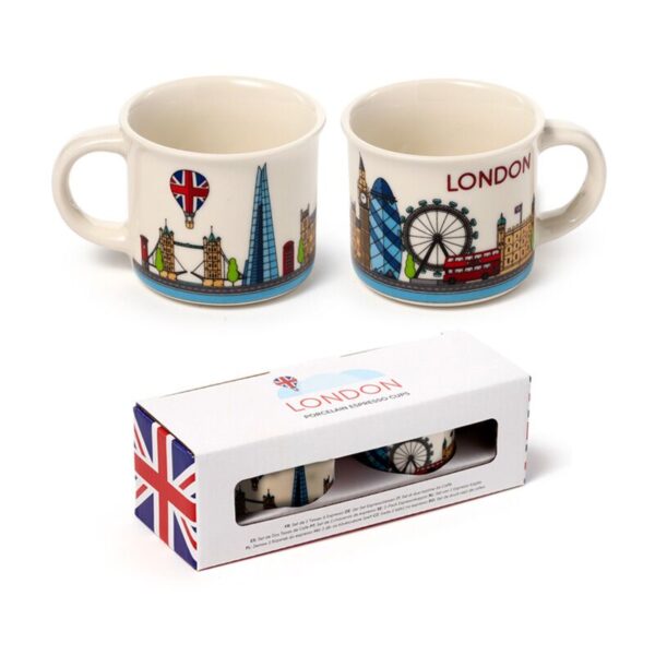Set of 2 Porcelain Espresso Cups - London Icons London Skyline