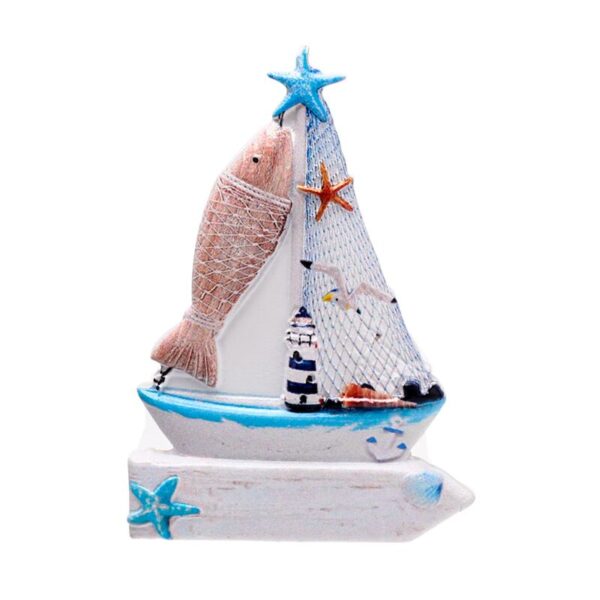 MAGN248_006_1721206230 3D Printed Souvenir Seaside Magnet - Sailing Boat Sign & Fish