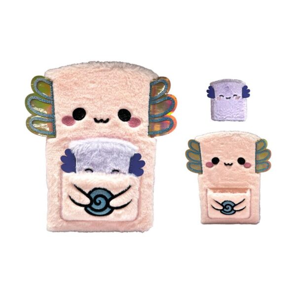 MEMO131_001_1736270089 Plush A5 Notebook with Pouch & Mini Notebook - Adoramals Maddie the Axolotl