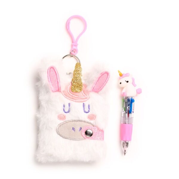 MEMOS09_002_1752594476 Plush A7 Notebook & Multi Colour Pen - Unicorn Magic