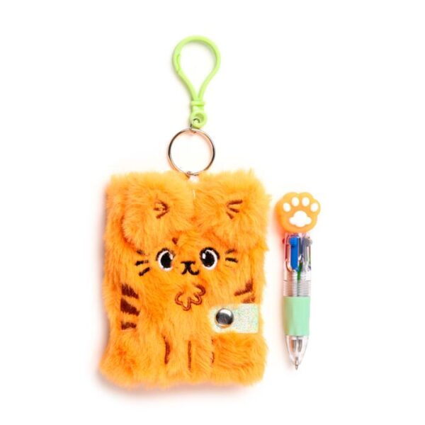 MEMOS10_002_1752594499 Plush A7 Notebook & Multi Colour Pen - Beans & Co Cat