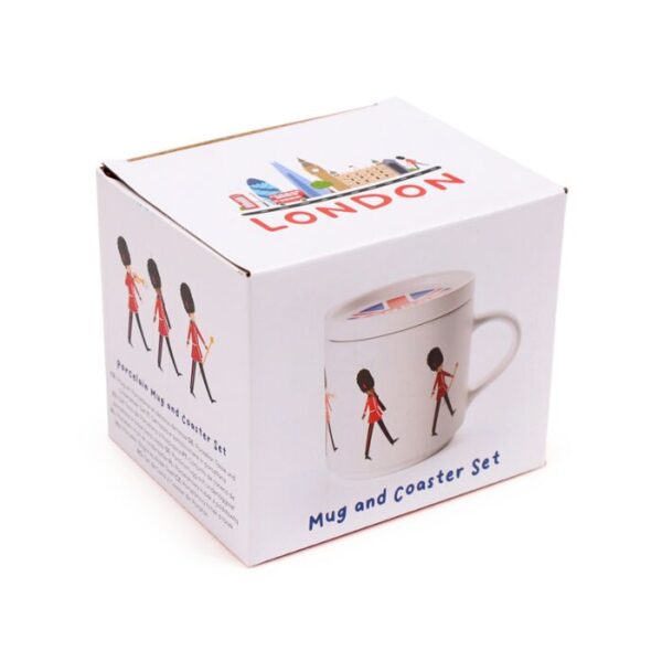 MUGC41_002_1755695216 Porcelain Mug & Coaster Lid Set - London Souvenir London Guardsman