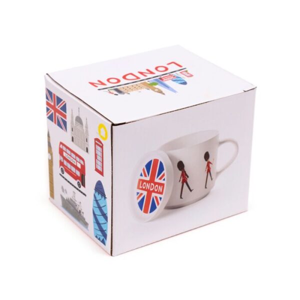 MUGC41_009_1755695216 Porcelain Mug & Coaster Lid Set - London Souvenir London Guardsman