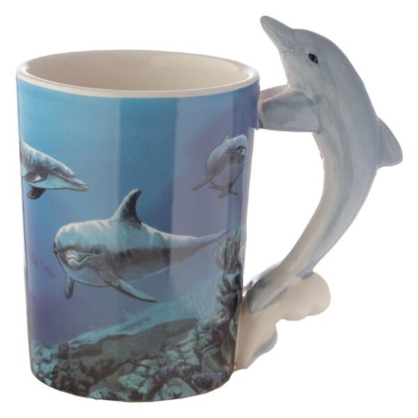 Shaped Handle Ceramic Mug - Dolphin