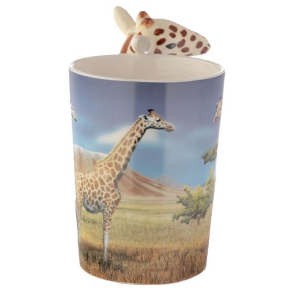 SMUG22_005_1628770427 Shaped Handle Ceramic Mug - Giraffe Savannah Decal