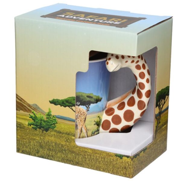 SMUG22_006_1628770427 Shaped Handle Ceramic Mug - Giraffe Savannah Decal