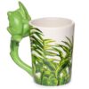 SMUG23_003_1630423346 Shaped Handle Ceramic Mug - Tree Frog with Foliage Decal