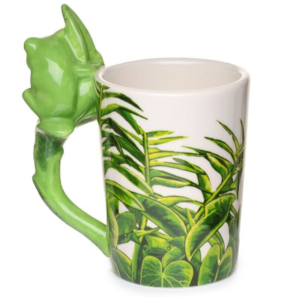 SMUG23_003_1630423346 Shaped Handle Ceramic Mug - Tree Frog with Foliage Decal