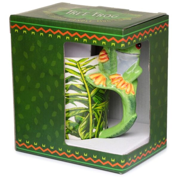 SMUG23_005_1630423346 Shaped Handle Ceramic Mug - Tree Frog with Foliage Decal