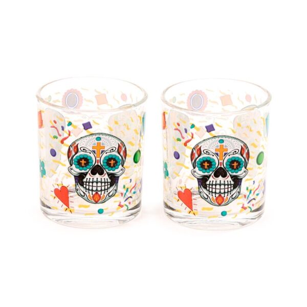 TUMB15_001_1752507078 Glass Tumbler Set of 2 250ml - Day of the Dead