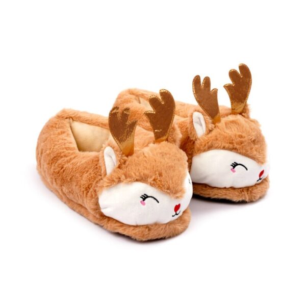 XSLIP47_001_1747818732 Plush Slippers - Jingle Bunch Christmas Reindeer