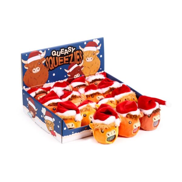 XTY1041_001_1754321816 Queasy Squeezies Fidget Toy - Christmas Hat Highland Coo
