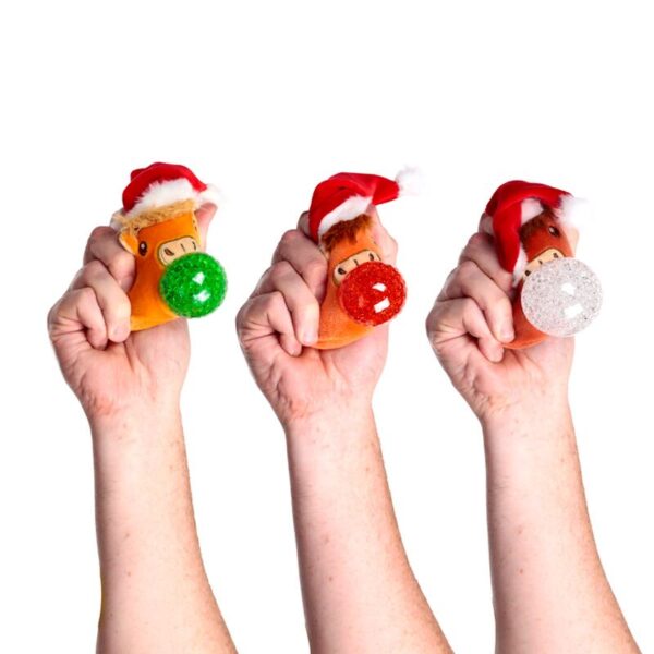 XTY1041_002_1754321816 Queasy Squeezies Fidget Toy - Christmas Hat Highland Coo