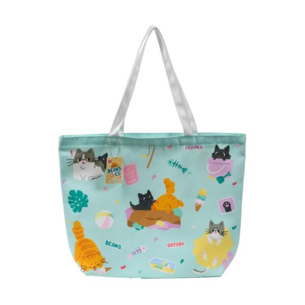 BBAG06_007_1746545130 Polyester Beach Bag - Beans & Co Cats